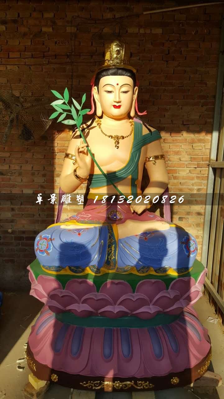 彩绘观音雕塑，玻璃钢佛像雕塑 (2)