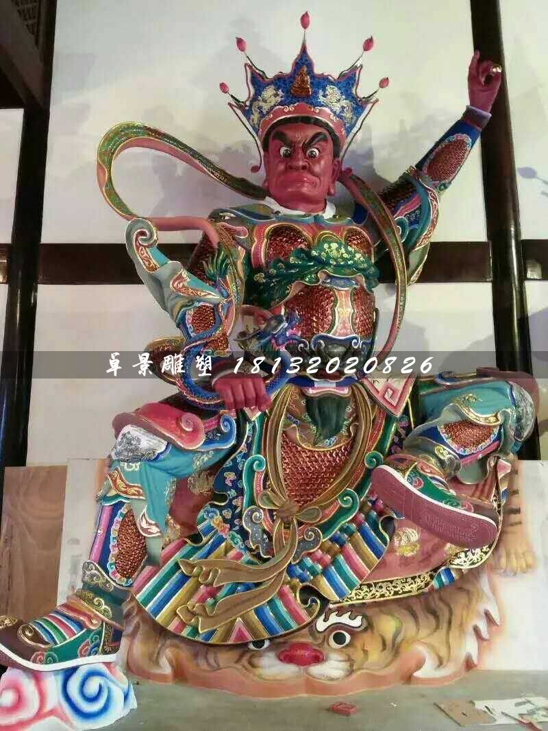 彩绘四大天王雕塑，玻璃钢神仙雕塑 (2)