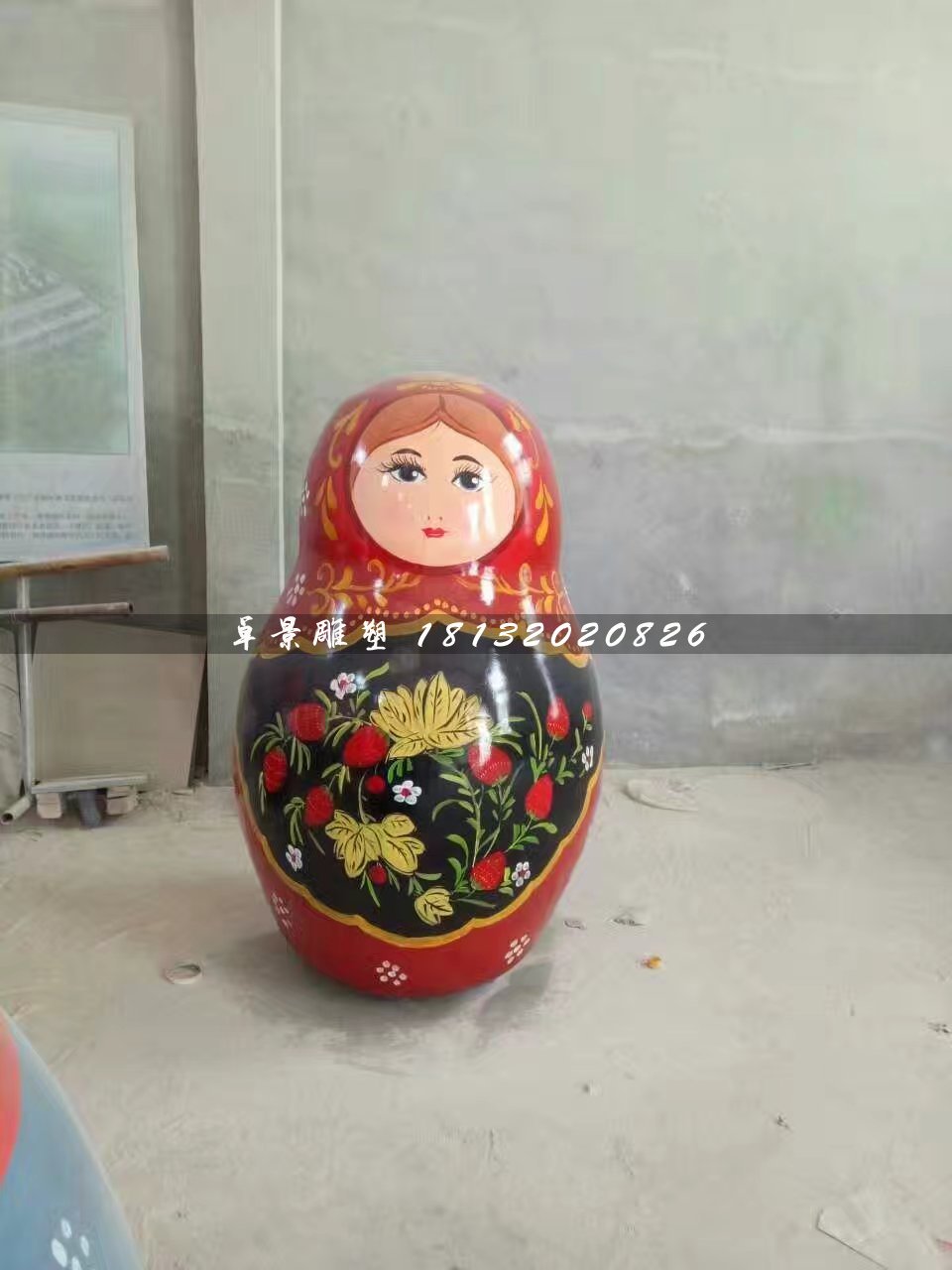 彩绘套娃雕塑，玻璃钢卡通雕塑 (1)