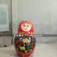 彩绘套娃雕塑，玻璃钢卡通雕塑