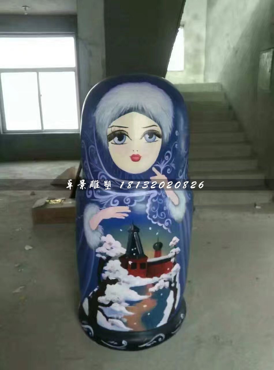 彩绘套娃雕塑，玻璃钢卡通雕塑 (4)