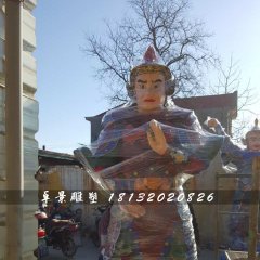 彩绘韦陀雕塑，玻璃钢神仙雕塑