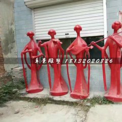 吹拉弹唱雕塑，玻璃钢抽象人物