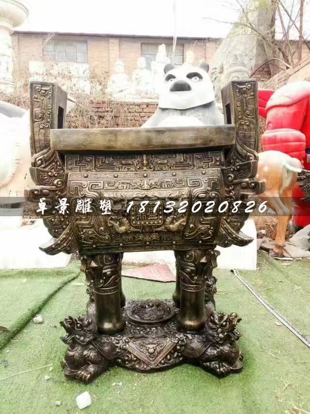 鼎盛鼎铜雕，广场铜鼎
