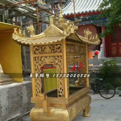 方形香炉铜雕，寺庙铜香炉