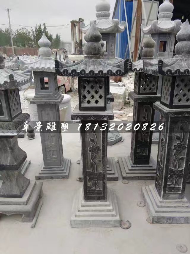 仿古石灯，青石灯雕塑 (2)