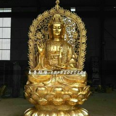 观世音菩萨铜雕，坐式铜佛像
