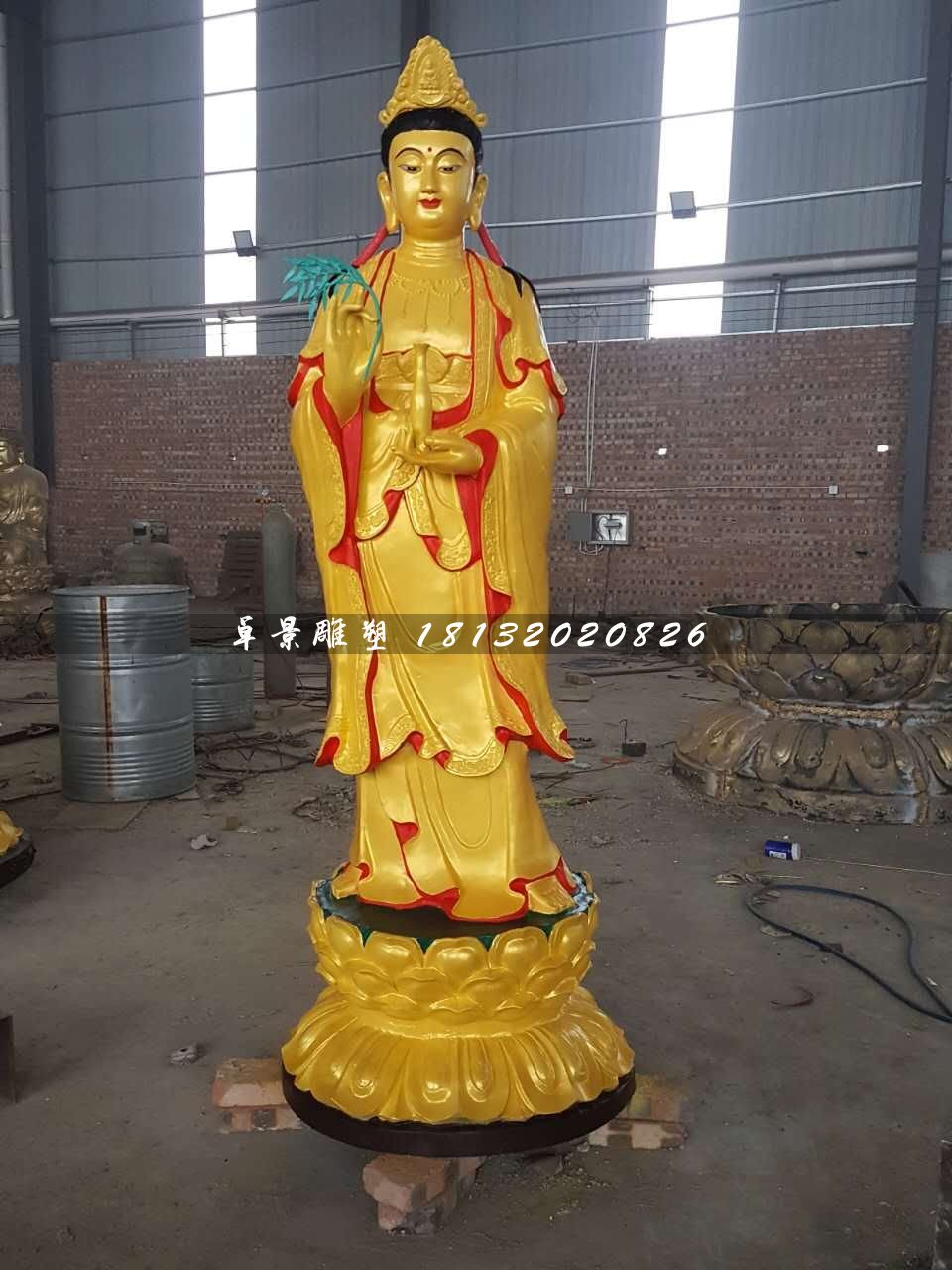 立式观音菩萨，铜观音雕塑