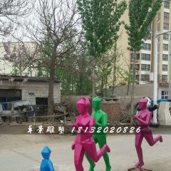 跑步雕塑，公园玻璃钢抽象人物