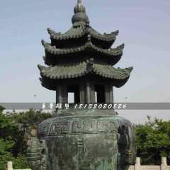 青铜香炉雕塑，寺庙香炉雕塑