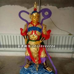 玻璃钢彩绘韦陀菩萨，寺庙神仙雕塑