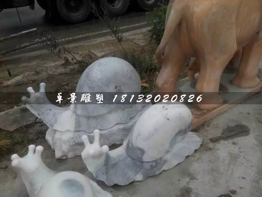 大理石蜗牛雕塑，公园动物石雕 (2)