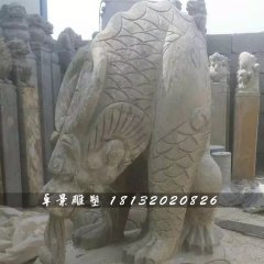 大理石负屃雕塑，神兽石雕