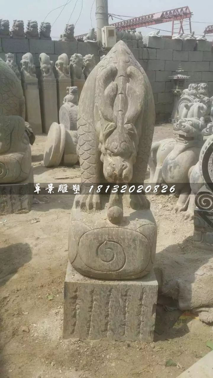 大理石负屃雕塑，神兽石雕 (2)