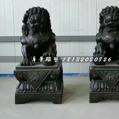 北京狮铜雕，小型铜狮子