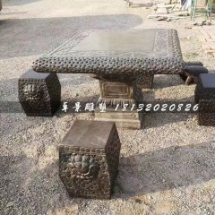 方桌方凳石雕，公园桌椅石雕