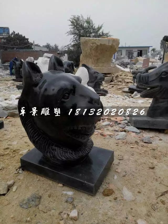 十二生肖兽首石雕，公园动物石雕 (1)