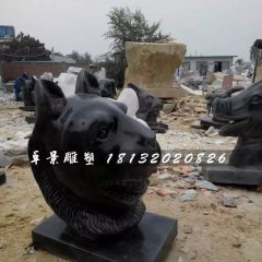 十二生肖兽首石雕，公园动物石雕