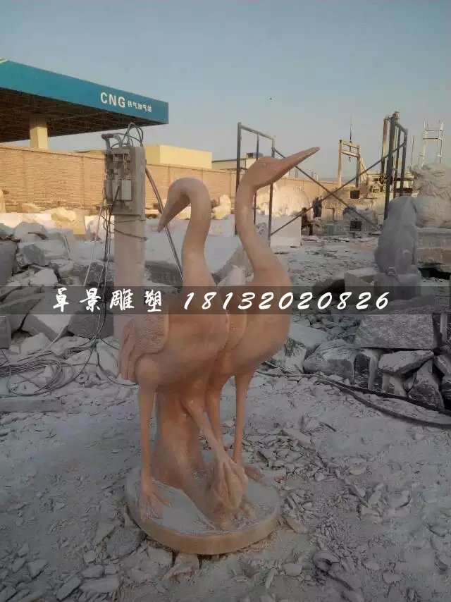 石雕仙鹤，大理石动物雕塑 (4)