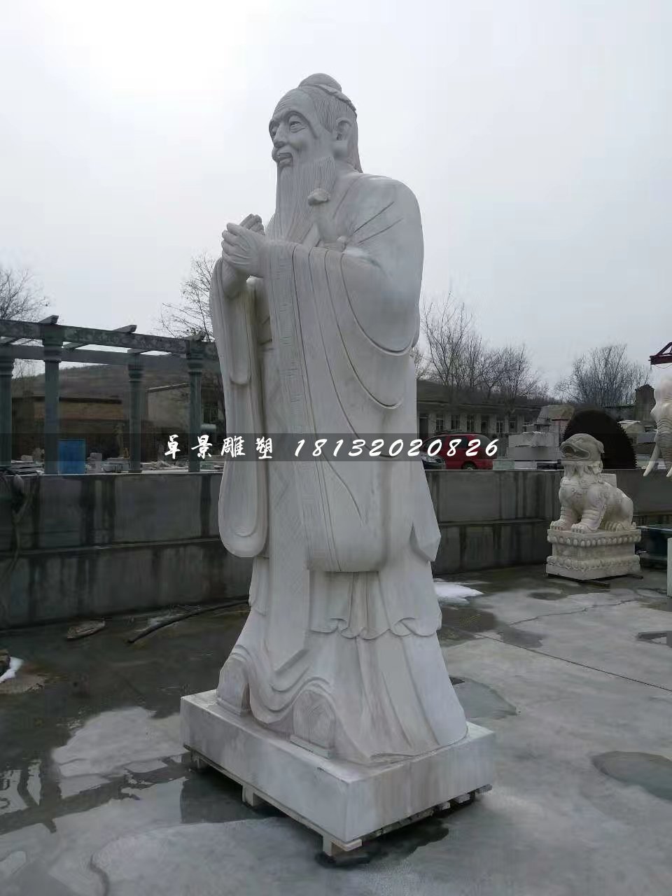 石雕孔子，大理石古代名人石雕 (2)