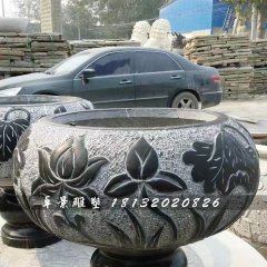 青石花盆，青石花盆雕塑