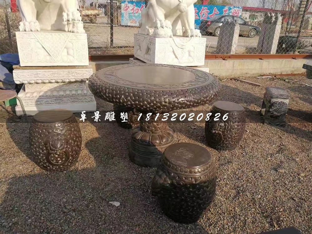 石桌椅，圆桌圆凳石雕