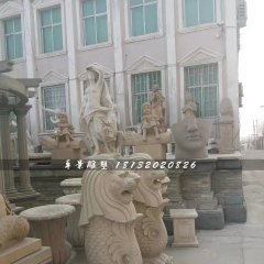 鱼尾狮石雕，砂岩鱼尾狮