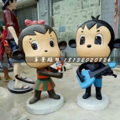 卡通小猴子雕塑，玻璃钢商场雕塑