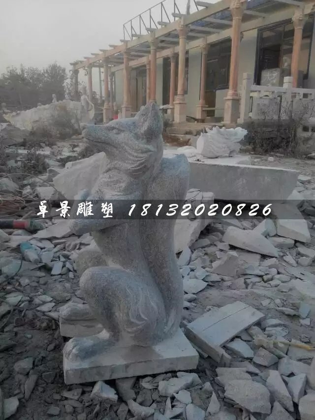 狐狸石雕，大理石动物雕塑 