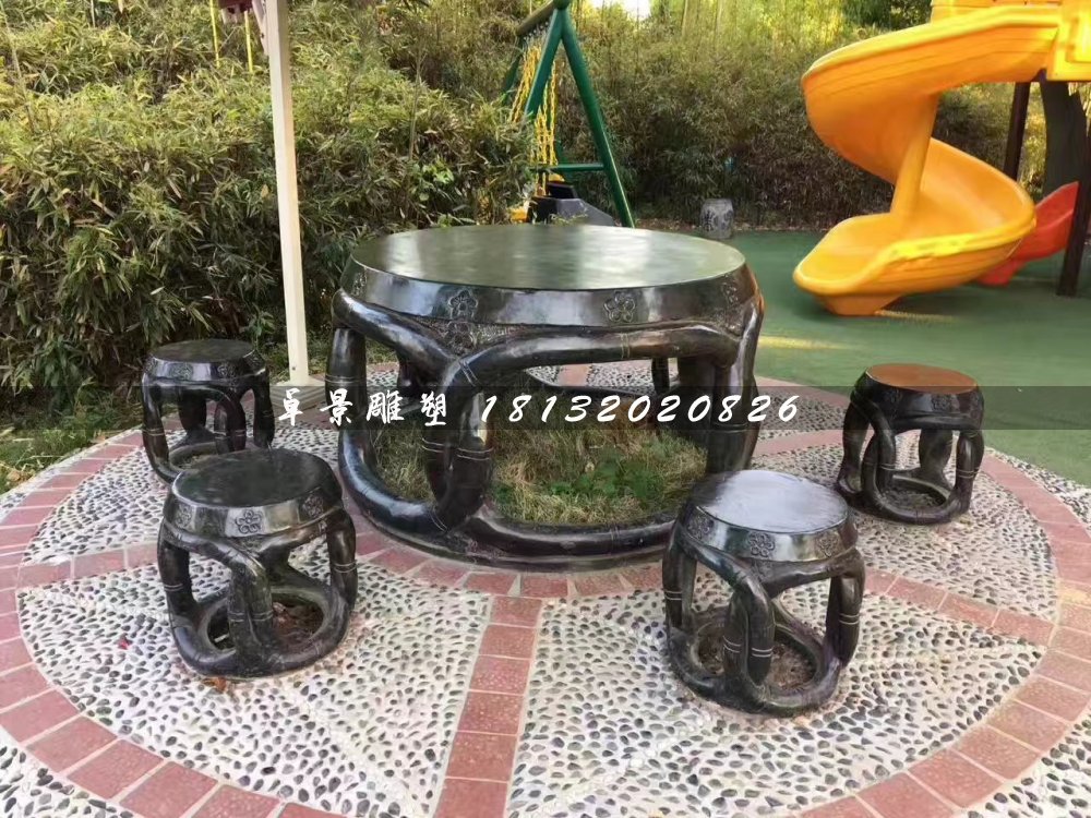 圆桌椅石雕，公园休息椅石雕