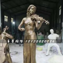 拉小提琴雕塑，玻璃钢人物雕塑
