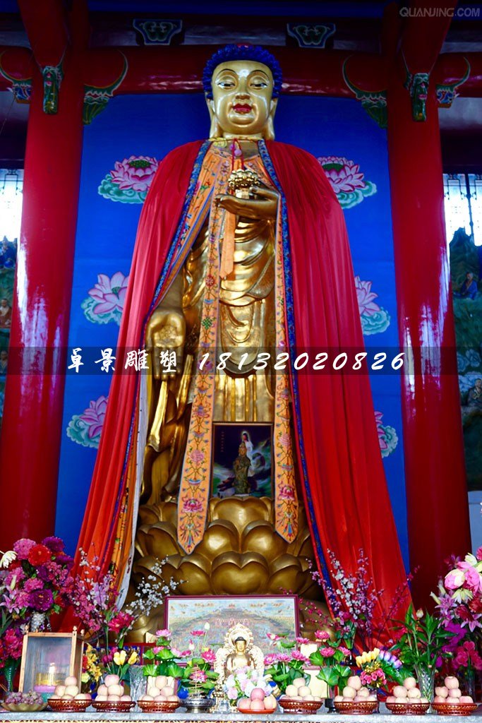 立式释迦牟尼铜雕，寺庙铜佛像