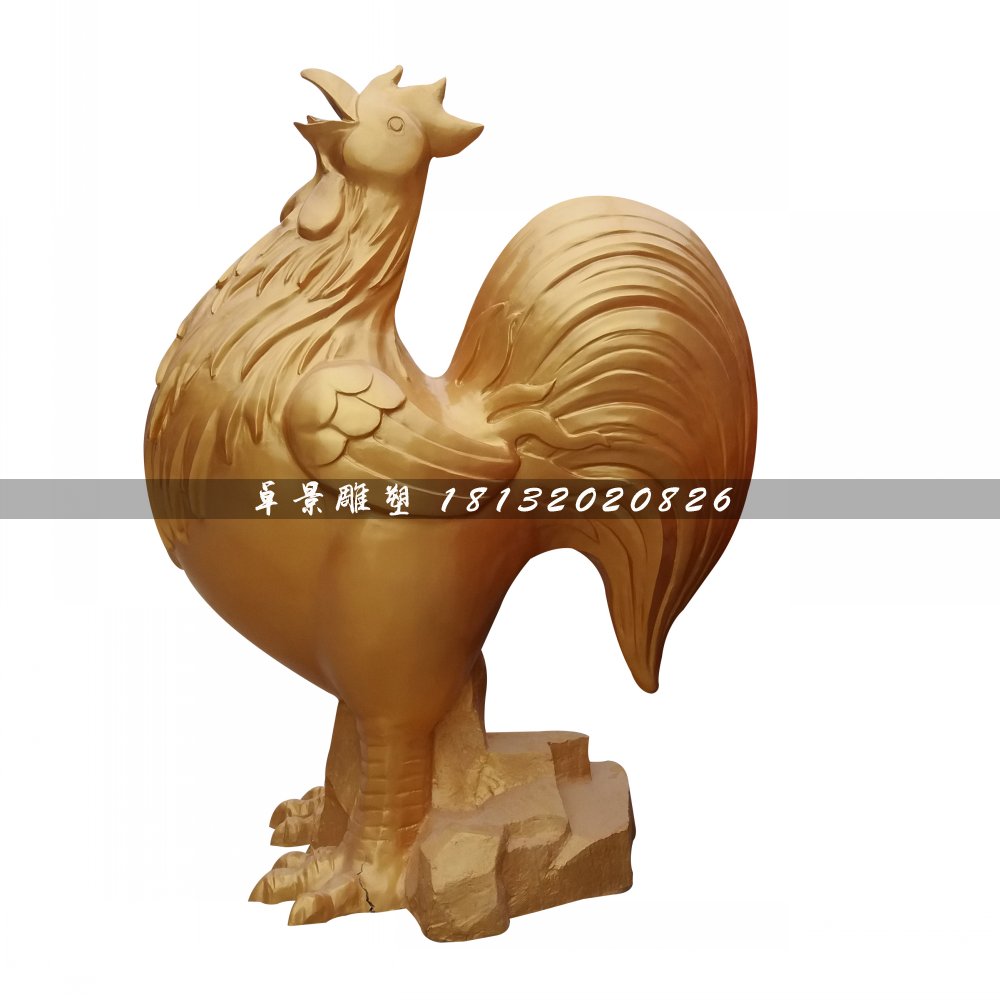 金鸡铜雕，公园动物铜雕 (2)