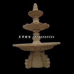 大型石喷泉，三层喷泉石雕