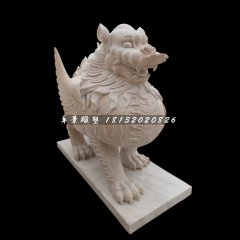 晚霞红貔貅，古代神兽石雕