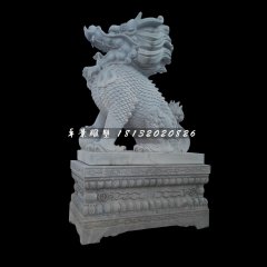 戏球麒麟石雕，青石麒麟雕塑