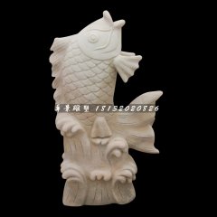 石雕喷泉鱼，公园景观石雕