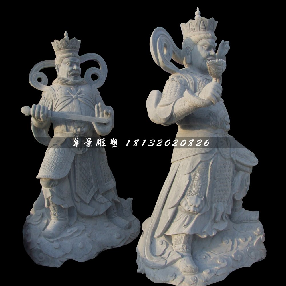 青石四大天王雕塑，石雕神仙