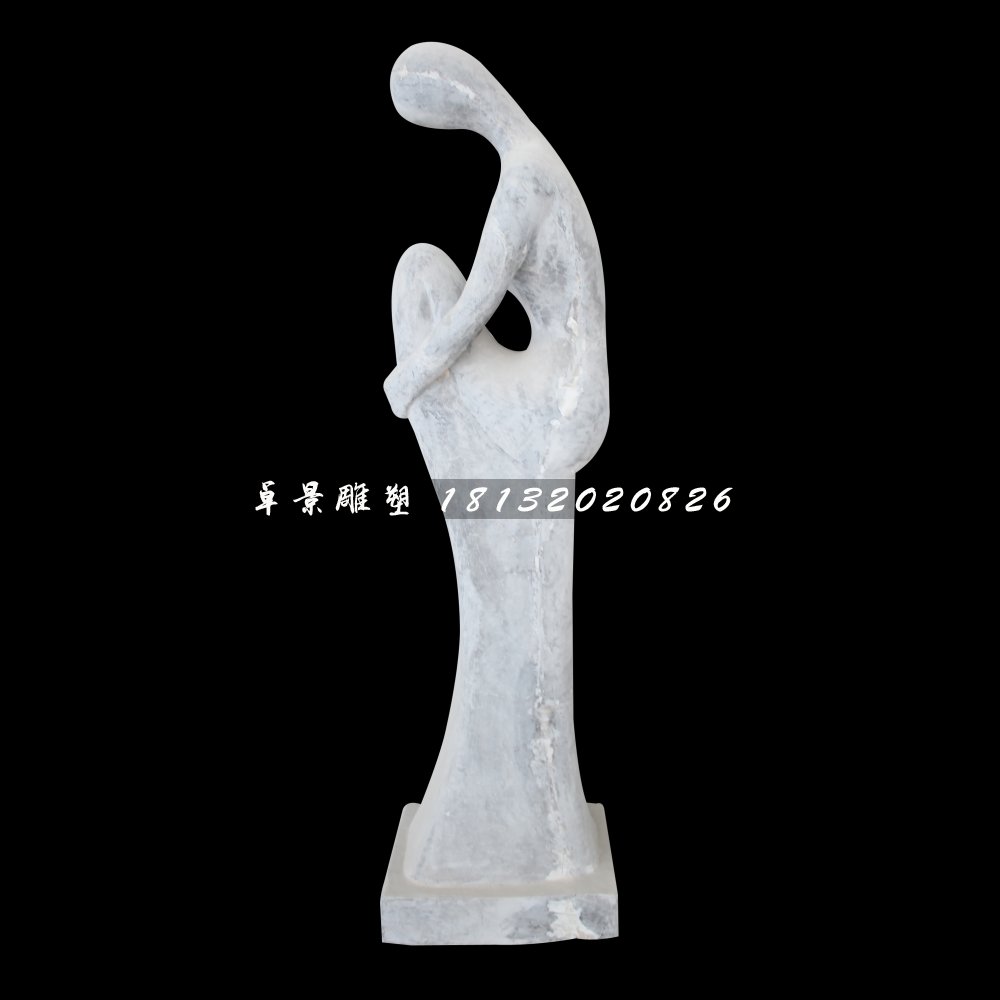 沉思的少女石雕，公园抽象人物石雕