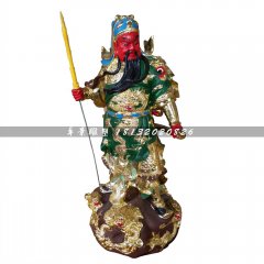 彩绘关公，玻璃钢武财神雕塑