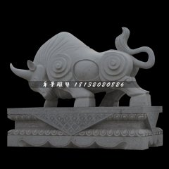 大理石牛雕塑，拓荒牛石雕