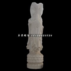立式观音石雕，三面观音石雕