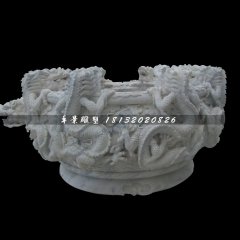 龙浮雕水缸，仿古石水缸
