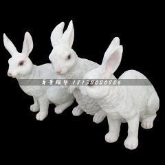 仿真小白兔，玻璃钢动物雕塑