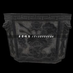花盆石雕，青石仿古花盆