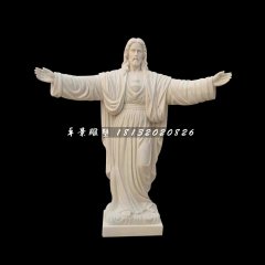 汉白玉西方人物，耶稣石雕