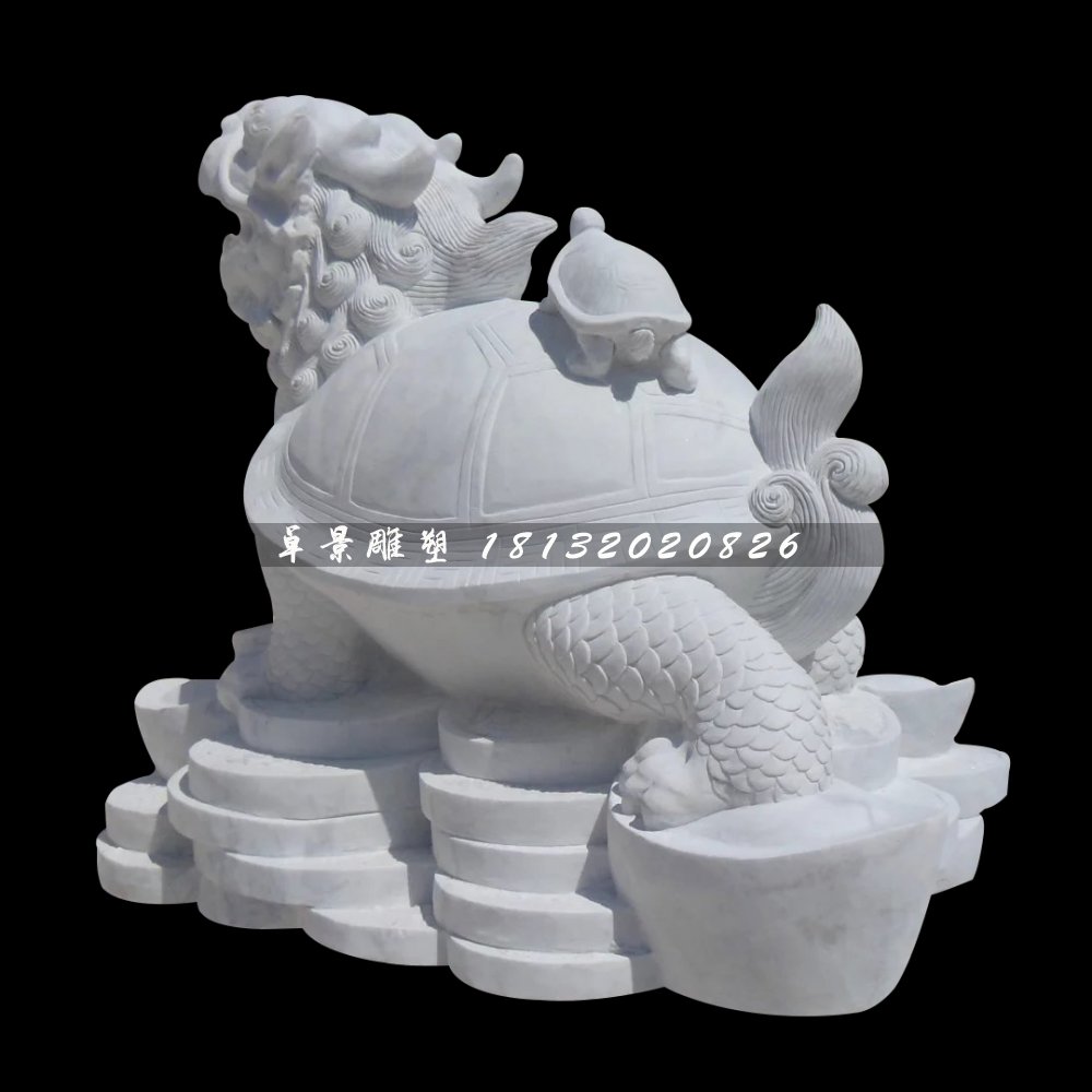 龙龟石雕，汉白玉神兽雕塑