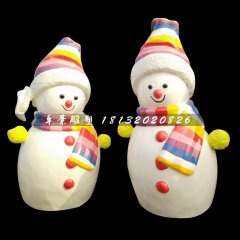 玻璃钢雪人，卡通雪人雕塑