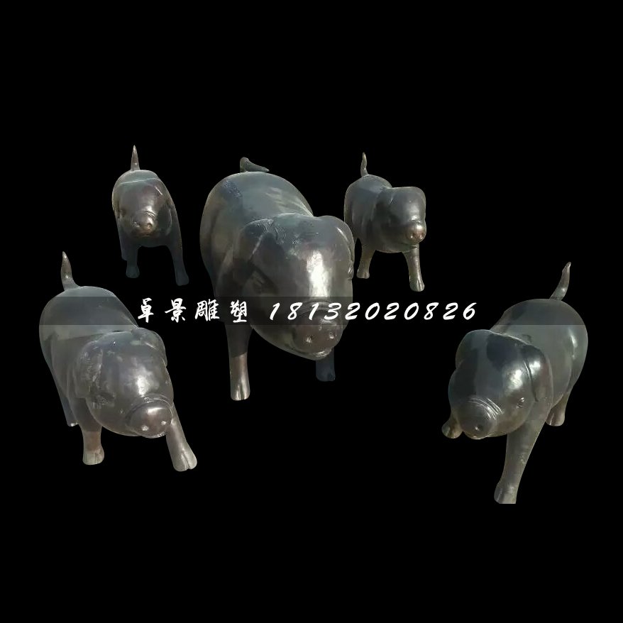 铸铜的雕塑，小猪铜雕