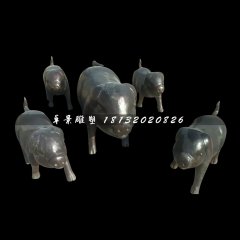 铸铜动物雕塑，小猪铜雕